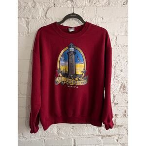 St. Augustine Florida Lighthouse Graphic Sweatshirt Red MV Sport Size Large